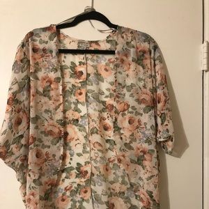 Sheer floral kimono